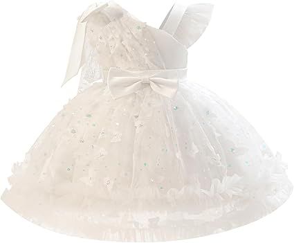 OBEEII Toddler Baby Girls Pageant Dress Sequins Heart Tulle Tutu Dress Flower Wedding Princess Birthday Party Prom Gown