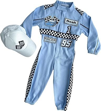 Handmade Race Car Driver Costume for Toddlers - Halloween Costume, Boys Racing Outfit, Toddler Racer Suit