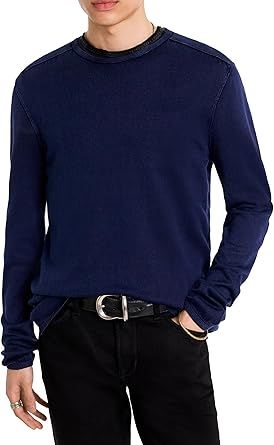 John Varvatos Mens Walter Long Sleeve Crew Neck in Acid WashShirt