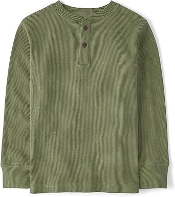The Children's Place boys Long Sleeve Thermal Henley Shirt