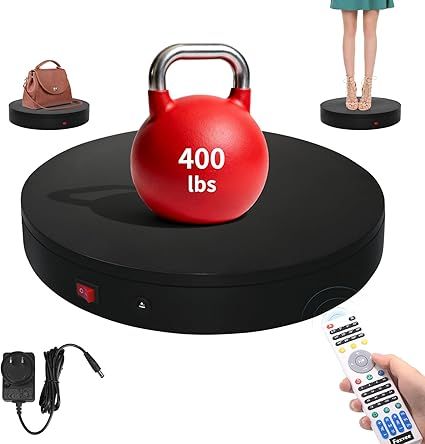 Remote-Controlled Motorized Turntable,Motorized Rotating Display Stand,Speed-Adjustable Rotating Platform,Multi-Mode 360° Photography Turntable for 3D Scan,Photography,Showcase(13.8in/Black)
