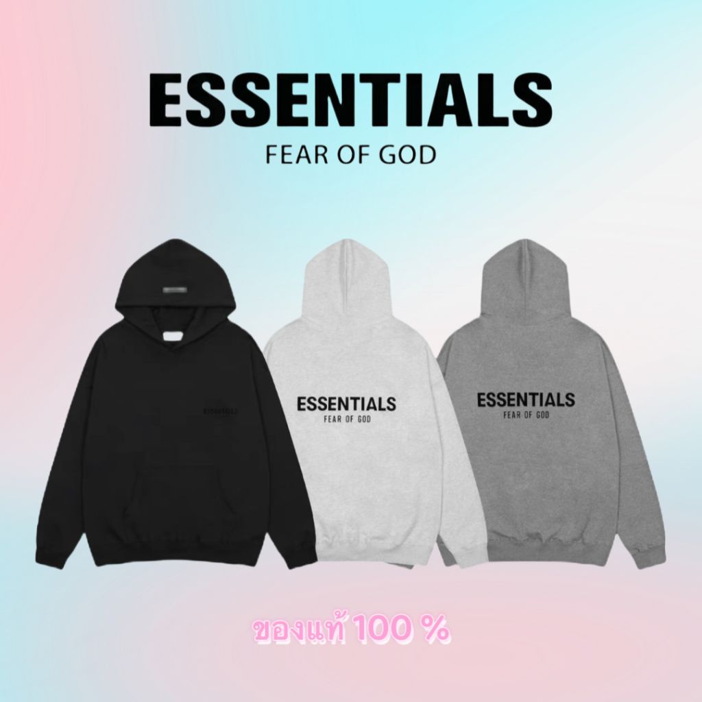 ของแท้ 100% Fear of God Essentials Hoodie S22 เสื้อสเวตเตอร์มีฮู้ดแบบบาง
