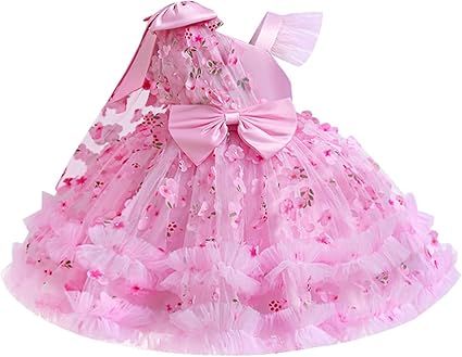 OBEEII Toddler Baby Girls Pageant Dress Sequins Heart Tulle Tutu Dress Flower Wedding Princess Birthday Party Prom Gown