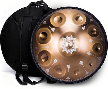 "SINGOFIRE" Premium Handpan Drum, Print Handpan Drums for Adults, 22-Inch 432Hz 10 Notes D Minor Kurd Handpan, Celestial Bloom Collection - Golden Radiance