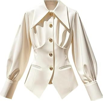 Women's Elegant Long Sleeve Waist Button Down Blouse Casual Office Top
