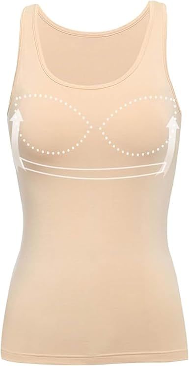 Tank Top with Built in Bra Cup for Women Casual Wide Strap Sleevless Layer Camisole Yoga Top Pack S-3XL