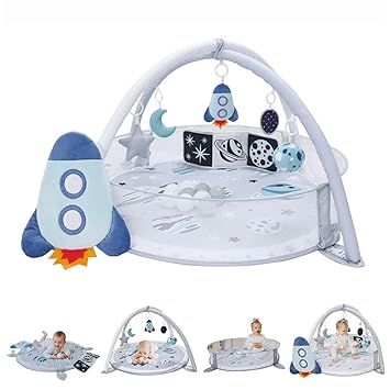 6-in-1 XL Play Mat & Play Gym, Baby Gym, Baby Activity Gym, Sensory Exploration and Motor Skill Development Toys (Space Gray)