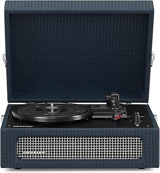 Crosley CR8017B-NY Voyager Vintage Portable Vinyl Record Player Turntable with Bluetooth in/Out and Built-in Speakers, Navy