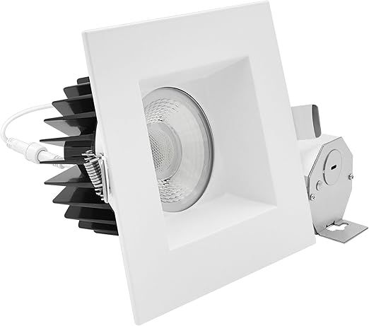 LUXRITE 5 Inch LED Recessed Light, Regressed Spotlight with Square White Interchangeable Trim, 22W, 1800LM, 5CCT 2700K–5000K, 38°, Dual Dimmable, Twist-N-Lock, CRI90, Wet & IC Rated, ETL Listed