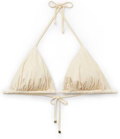 CALZEDONIA Woman's Removable Padding Triangle Swimsuit Top Shiny Satin