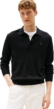 Tommy Hilfiger Men's Cotton Cashmere Long Sleeve Pullover Sweater Polo