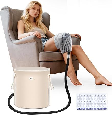 Cold Therapy Machine with Timer,Portable Ice Machine for Knee After Surgery,Knee Replacement Recovery System with Compression Pad for Ankle,Arm Joints,Sports Injuries,Cryotherapy Pain Relief