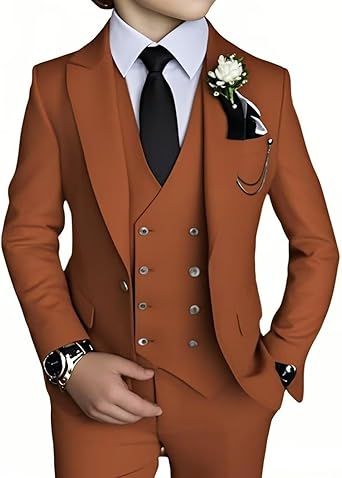 Boy's 4 Piece Suit Slim Fit Suit One Button Formal Wedding Suits Prom Dress Suit with Tie