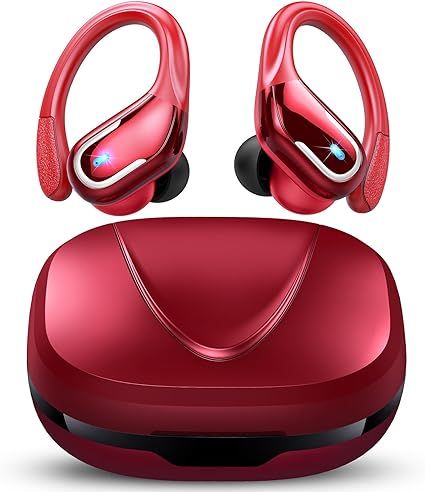 Wireless Earbud, 75Hrs Bluetooth 5.4 Headphones IP7 Waterproof for Sport, Running Wireless Earphones with ENC Noise Canceling Mics, Deep Bass Over Ear bud with Earhooks for Android, iOS, Workout, Gym