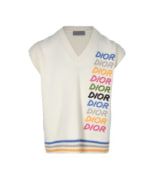 Dior Christian Logo-knit Sleeveless Jumper Beige Beige
