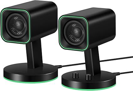 Sanyun SW202 24W Compact Computer Speakers, DSP 3 Modes 16bit USB DAC Bluetooth 5.2, 2.0 PC Multimedia RGB Gaming Speakers for Desktop Monitor Laptop, (Game/Movie/Music, Black)