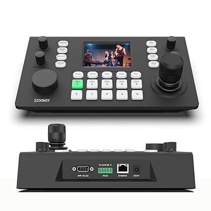 SZOOMSY PTZ Controller, 3.49“Lcd Screen, Real-Time Decoding Preview, Supports NDI POE, Visca Pelco-D/P, RS422/RS485, RS232, RJ45 LAN, Suitable For PTZ Camera Control Church Live/Events/Live Streaming