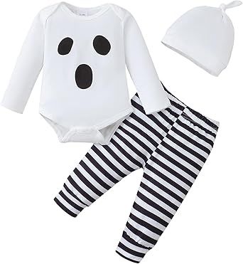 Baby Boy Clothes Infant Newborn Outfits Long Sleeve Letter Print Romper + Hat + Pants Set
