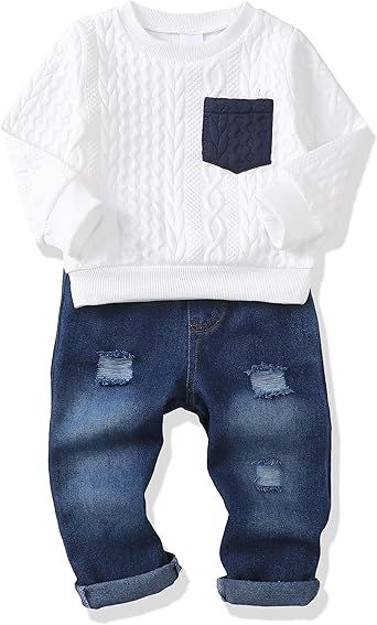 XUANHAO Baby Boy Clothes Infant Toddler Boy Outfits 12 18 24 Months 2T 3T 4T 5T Jeans Pants Clothing Set Fall Winter Clothes