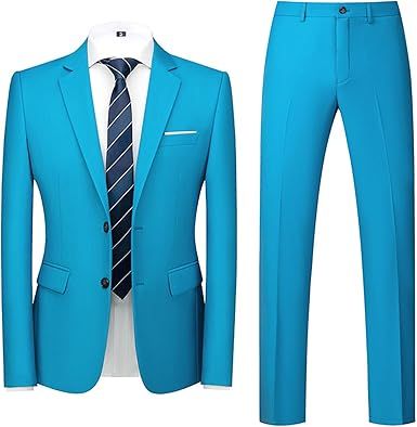 Cambkatl Men's 2 Piece Blazer Suits Slim Fit Two-Botton Suit Jacket & Pants Set Wedding Formal Business Tuxedo Outfits