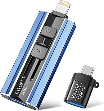 512GB Flash Drive Intended for Phone Tablet Androidphone and Computers, 4 in 1 Photo Stick for Phone Memory Storage Easily Backup Photos Videos, Plug and Play, No App Required (Navy Blue)