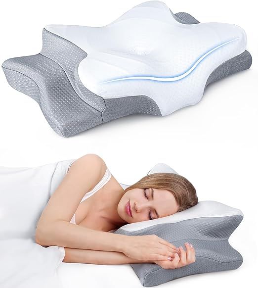 Ultra Pain Relief Cooling Pillow for Neck Support, Adjustable Cervical Pillow Cozy Sleeping, Odorless Ergonomic Contour Memory Foam Pillows, Orthopedic Bed Pillow for Side Back Stomach Sleeper