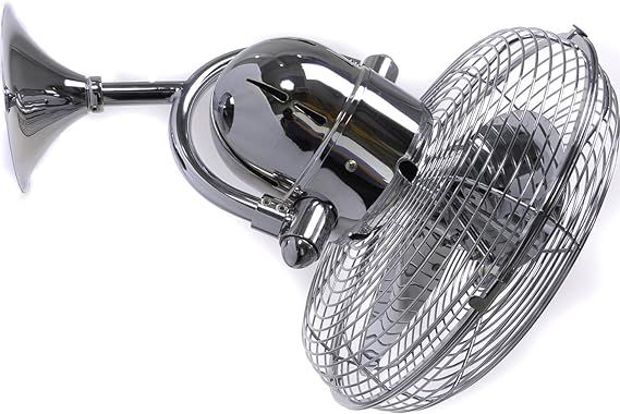 About this item  •   KAYE CEILING FAN / WALL FAN DIMENSIONS: Width 13"; Height 17.5" (from Wall / Ceiling to End of Fan Head); Mount 5.5" Dia; Weight 10.5lbs •   FAN BLADES: 3 Brushed Nickel Metal Blades (13" Span/31° Blade Pitch); CFM (Low / High): 868 /
