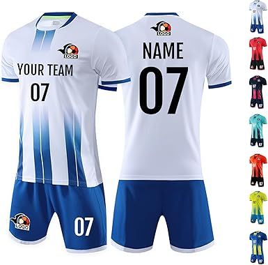 Personalized Soccer Jerseys Kit – Custom Name, Number & Logo Printing, For Kids, Youth & Adult