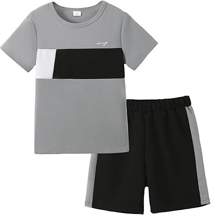 Boy Clothes Kids Boy's Summer Outfits Shorts Sleeve Crewneck T Shirt Tops Tees Shorts Sets Boy's 2 Piece Outfits