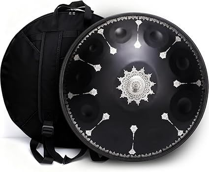 "SINGOFIRE" Premium Handpan Drum, Print Handpan Drums for Adults, 22-Inch 432Hz 10 Notes D Minor Kurd Handpan, Celestial Bloom Collection - Ebony Cosmos