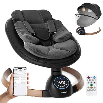 About this item  •  BABY SWINGS FOR INFANTS - The baby swing is designed specifically for newborns, quickly soothing your baby with 5 natural rocking motions, 10 preset melodies, and Bluetooth functionality. It allows you to enjoy freedom and flexibility 