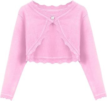 Arshiner Girls Open Front Bolero Shrug Kids Long Sleeve Cropped Elegant Cardigan Knit Sweater