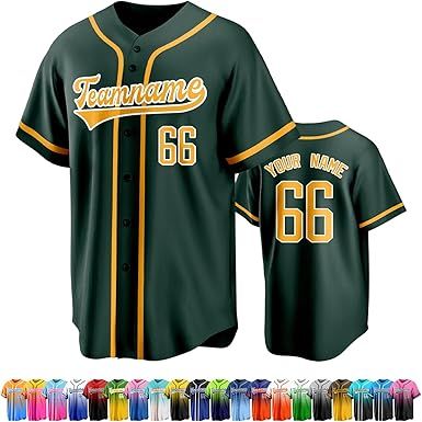 Custom Baseball Jersey Personalized Team Uniforms for Men Women Boys and Girls Add Your Name Number or Logo