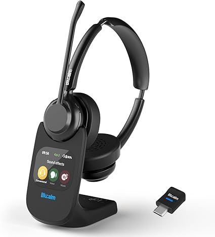Yealink HA64 Pro Wireless DECT & Bluetooth Headset with Touch Screen for Office, Home, Desk Phone, Computer, Smartphone (Dual Speaker)