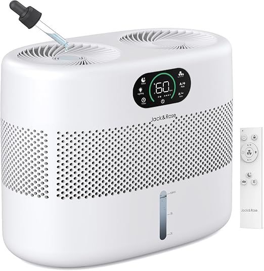 Reuseable Wick Evaporative Humidifier for Bedroom Quiet Healthy Baby Humidifier, No White Dust, Evaporative Humidifier Large Room 800ml/h 3 Speeds, 2