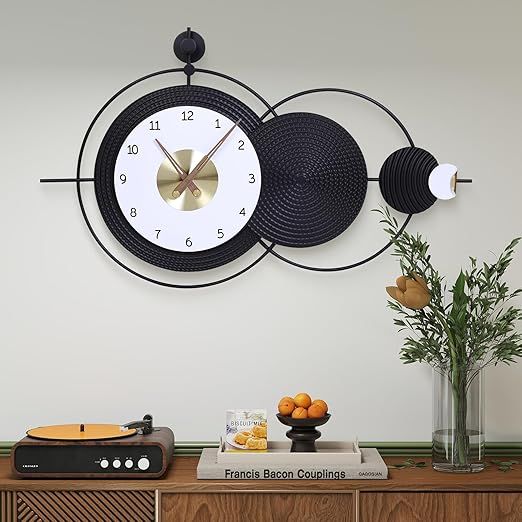 Large Wall Clock Black Modern Wall Clocks Nordic Style Clock Non Ticking Battery Operated Big Wall Clocks for Living Room, Kitchen, Dining Room, Bedroom-36.8X22inch