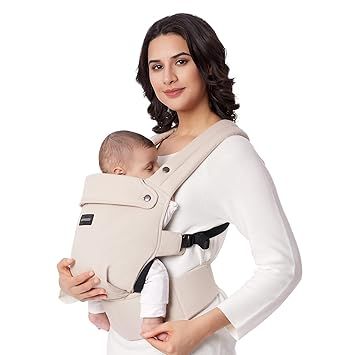 Momcozy Baby Carrier - Ergonomic, Cozy and Lightweight Carrier for 7-45lbs, Effortless to Put On, Ideal for Hands-Free Parenting, Enhanced Lumbar Support, Purehug for Infant to Toddler, Khaki