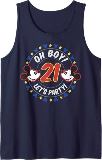 Disney Mickey And Friends Oh Boy Let's Party 21st Birthday Tank Top