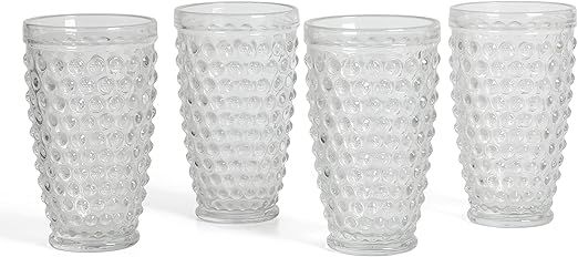 Martha Stewart Chauncey 4-Pack 14.3 oz Hobnail Handmade Glass Tumbler - Clear