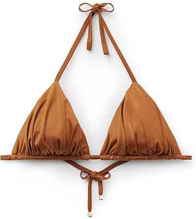 CALZEDONIA Woman's Removable Padding Triangle Swimsuit Top Shiny Satin