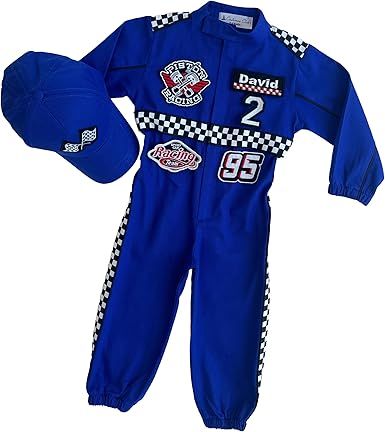 Handmade Race Car Driver Costume for Toddlers - Halloween Costume, Boys Racing Outfit, Toddler Racer Suit