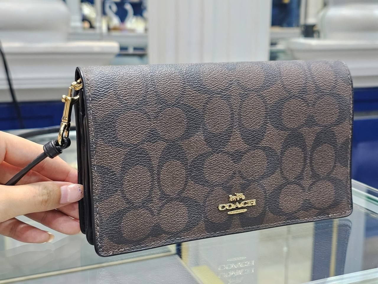 Coach Anna Foldover Clutch Crossbody In Signature Canvas