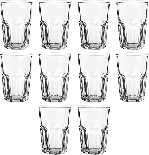 DISCOUNT PROMOS 12.5 oz. Classic Hexagon Bar Glasses, Set of 10 Glasses, Drinking Glasses for Restaurant or Bar, Clear