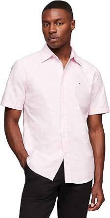 Tommy Hilfiger Men's Short Sleeve Oxford Shirts in Regular Fit, Men's Button Down Shirts