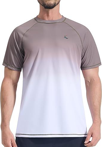 Mens Swim Shirts UPF 50+ Sun Protection Quick Dry SPF Rash Guard Outdoor Beach Fishing T Shirts