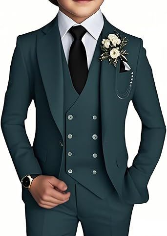 Boy's 4 Piece Suit Slim Fit Suit One Button Formal Wedding Suits Prom Dress Suit with Tie