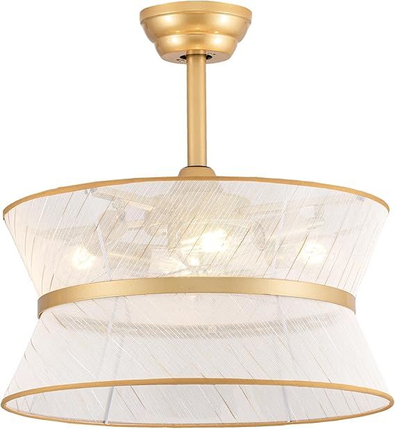 20" Flower Ceiling Fans with Lights and Remote,Boho Chandelier Fan with 6 Speeds,Gold Fandelier for Bedroom,Dining Room,Nursery(Timing,Adjustable Height,4-Light)