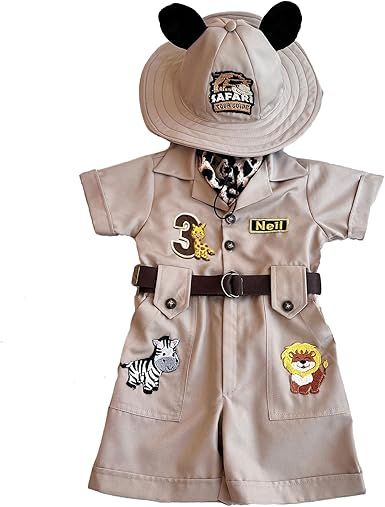Personalized Handmade Safari Explorer Costume for Toddler - Zoo Keeper Jumpsuit for Kids - Halloween Safari Guide Outfit