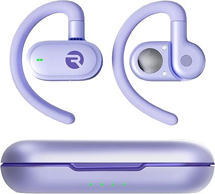 Raycon Fitness Open Ear Earbuds – Open Ear Headphones, Earbuds Wireless Bluetooth, Running Headphones, Sweat & Water-Resistant Earphones, 40 Hours Battery Life (Purple)