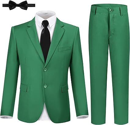 JPF Boys Formal Suits Slim Fit 5 Piece Kids Suit Jacket Pants Set with Dress Shirt and Tie for Wedding Prom